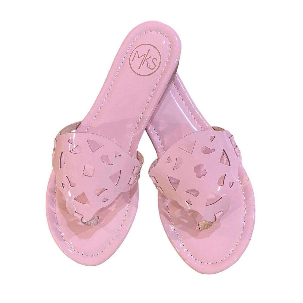 NEW MAKERS women's dramatic entrance patent sandals in pink